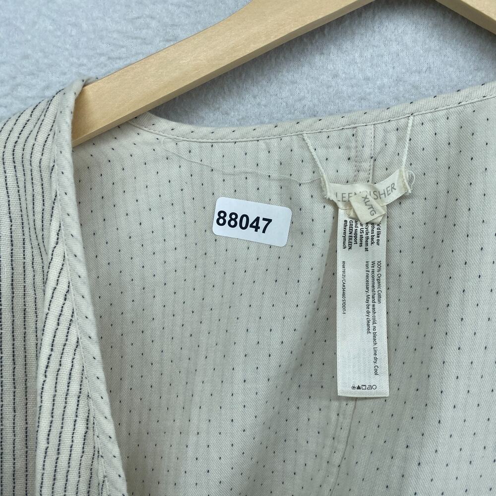 Eileen Fisher Jacket XL Reversible Organic Cotton Open Front Polka Stripe Beige - Picture 14 of 14